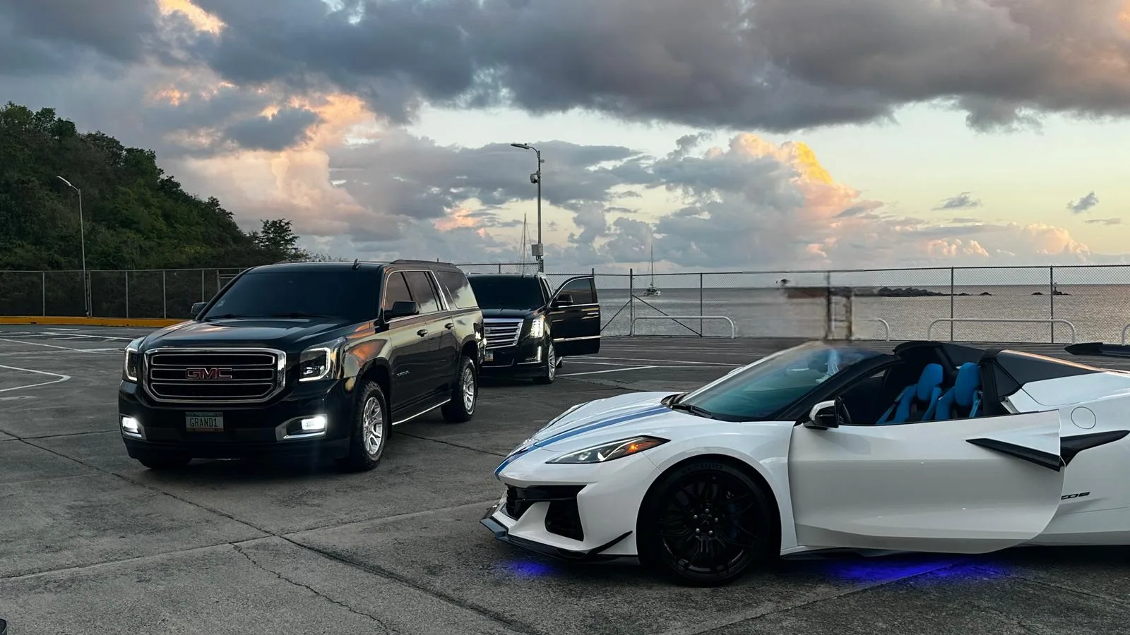 The GrandArrival lineup of luxury vehicles on St. Thomas